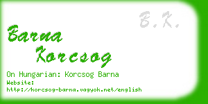 barna korcsog business card